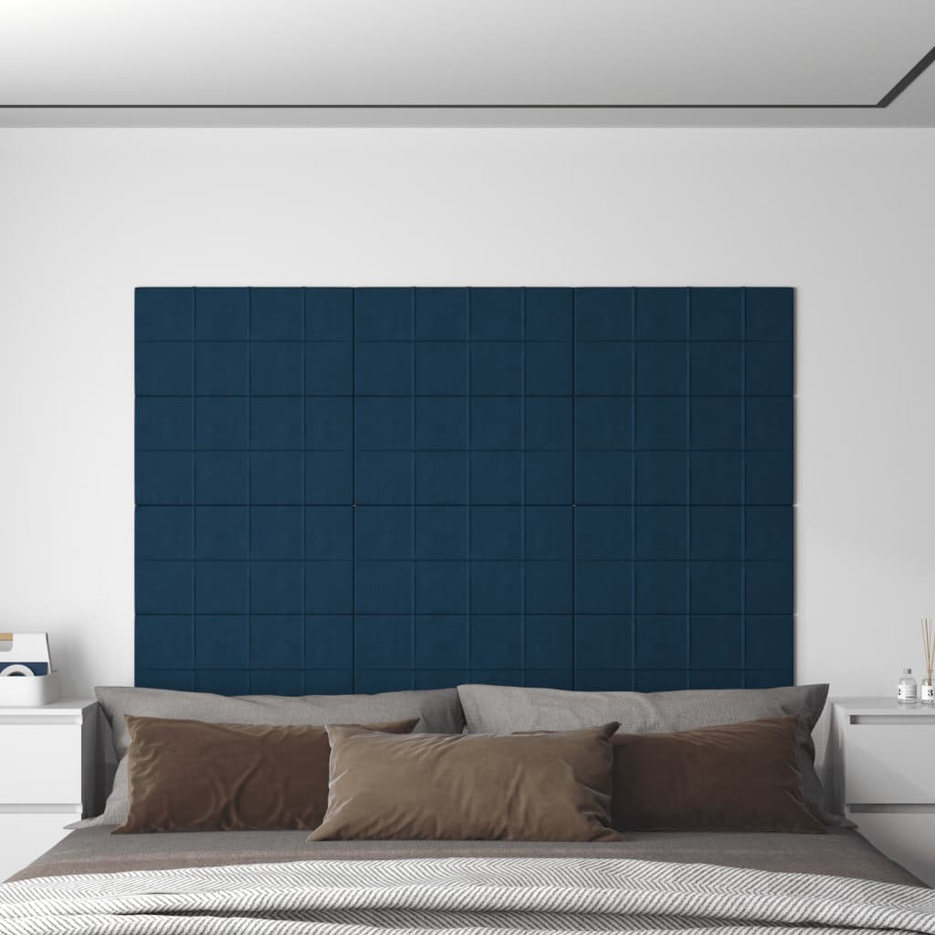 Pannelli Murali 12 pz Blu 60x30 cm in Velluto 2,16 m² 344083