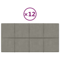 Pannelli Murali 12 pz Grigio Chiaro 60x30 cm in Velluto 2,16 m² cod mxl 21110