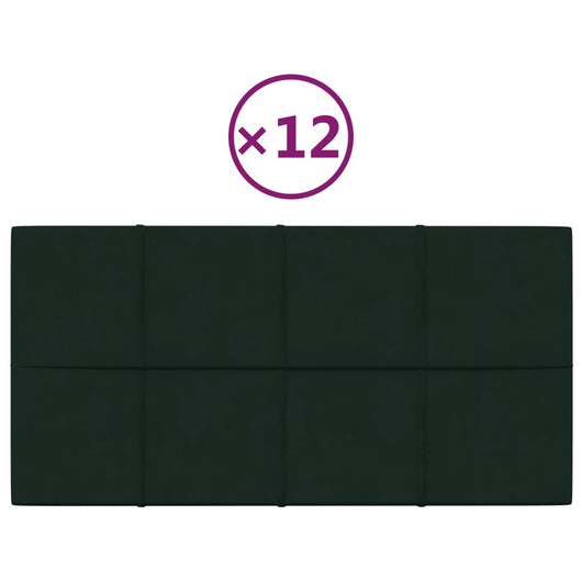 Pannelli Murali 12 pz Verde Scuro 60x30 cm in Velluto 2,16 m² cod mxl 17835