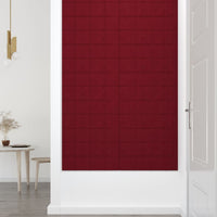 Pannelli Murali 12 pz Rosso Vino 60x30 cm in Velluto 2,16 m²