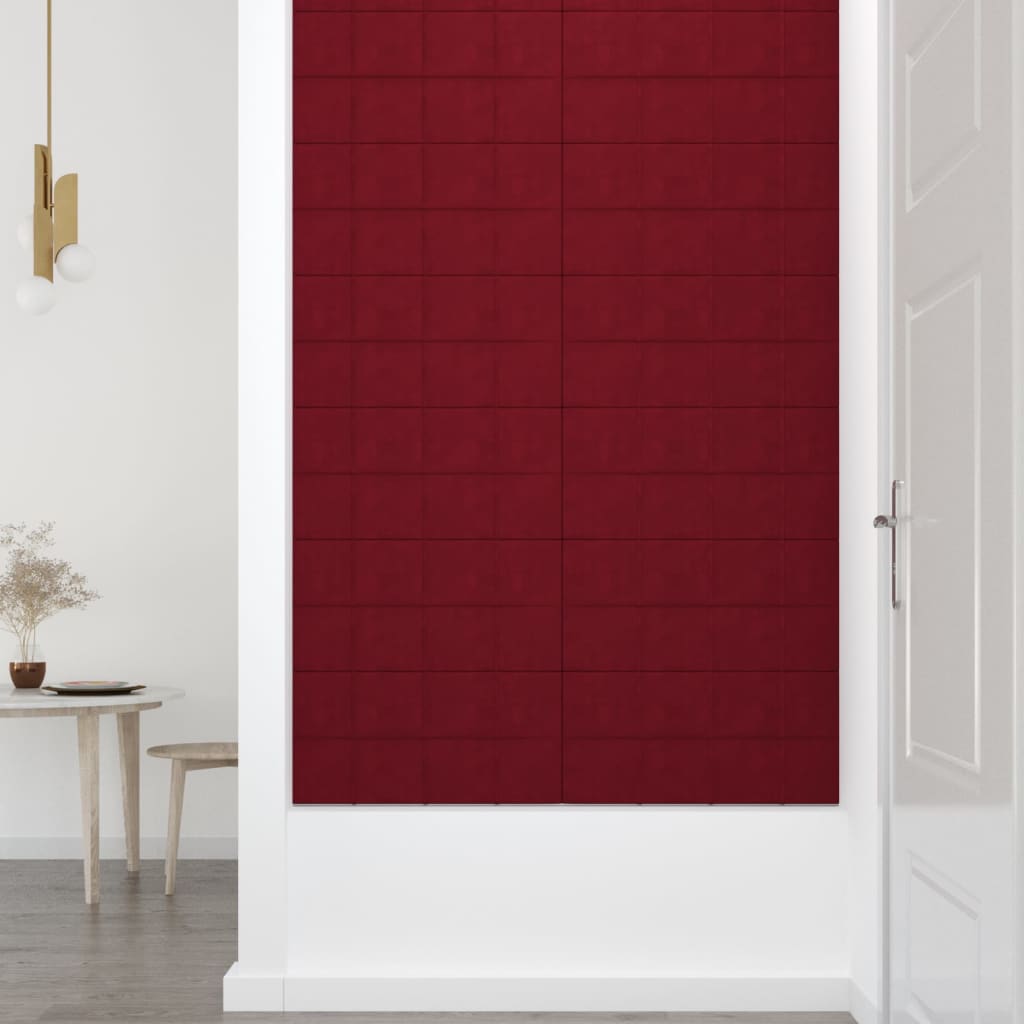 Pannelli Murali 12 pz Rosso Vino 60x30 cm in Velluto 2,16 m² 344088