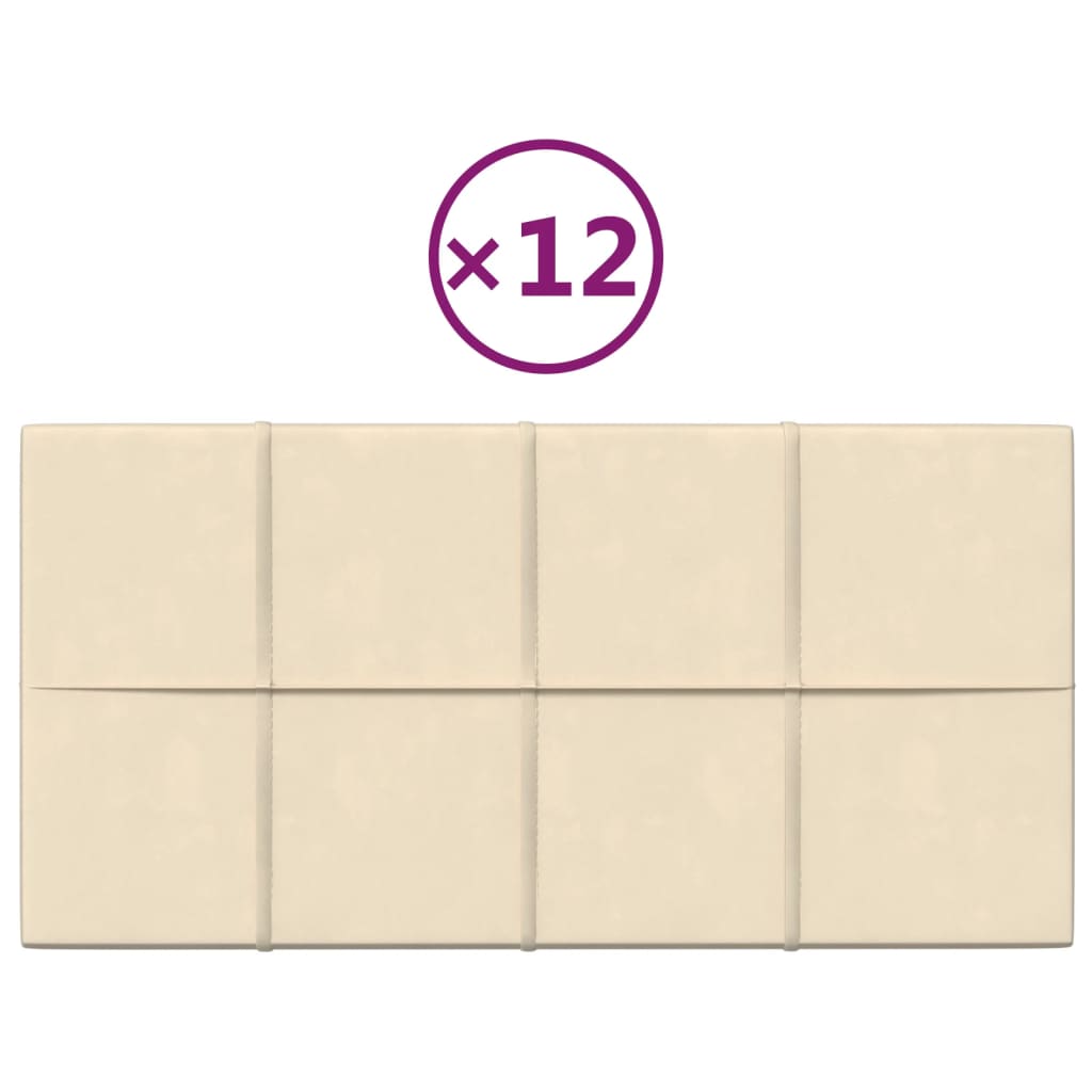 Pannelli Murali 12 pz Crema 60x30 cm Velluto 2,16 m² cod mxl 10037