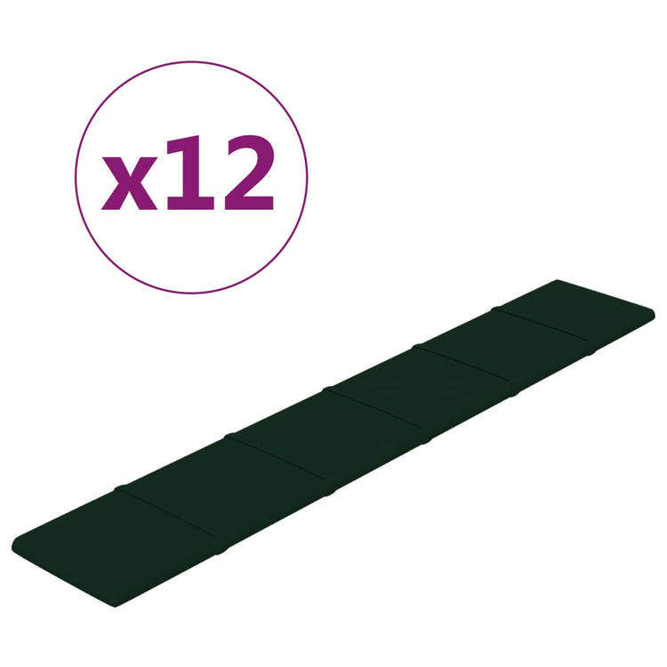 Pannelli Murali 12 pz Verde Scuro 90x15 cm Velluto 1,62 m²