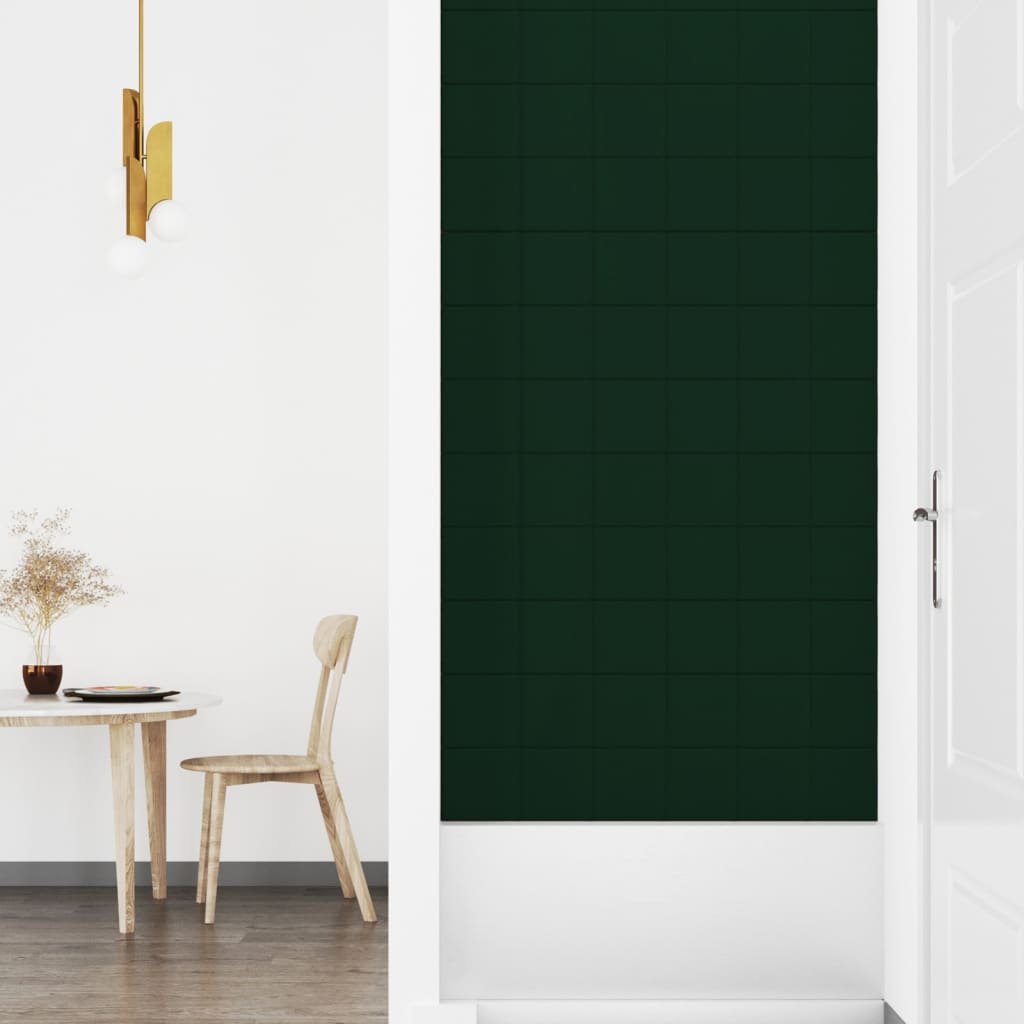 Pannelli Murali 12 pz Verde Scuro 90x15 cm Velluto 1,62 m²