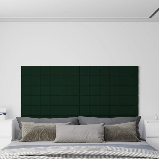 Pannelli Murali 12 pz Verde Scuro 90x15 cm Velluto 1,62 m²