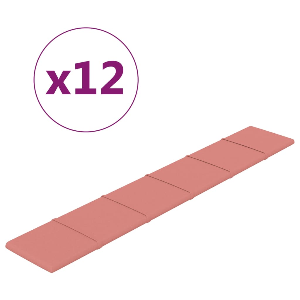 Pannelli Murali 12 pz Rosa 90x15 cm Velluto 1,62 m²