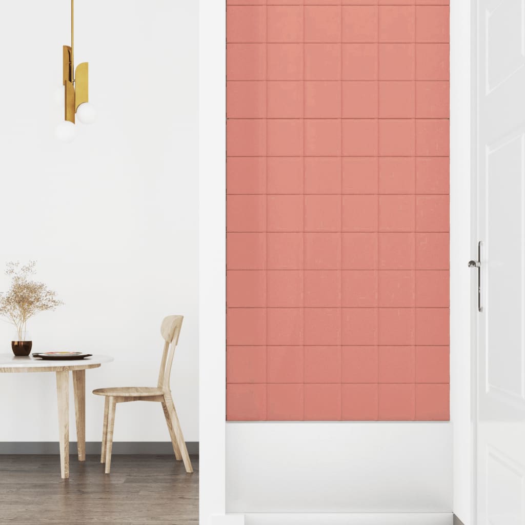 Pannelli Murali 12 pz Rosa 90x15 cm Velluto 1,62 m²