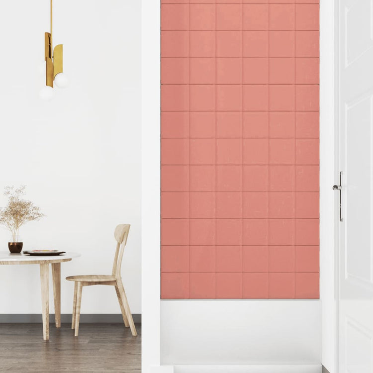 Pannelli Murali 12 pz Rosa 90x15 cm Velluto 1,62 m²