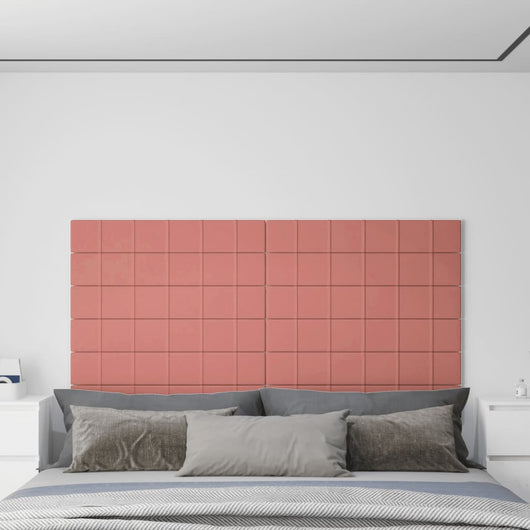 Pannelli Murali 12 pz Rosa 90x15 cm Velluto 1,62 m²