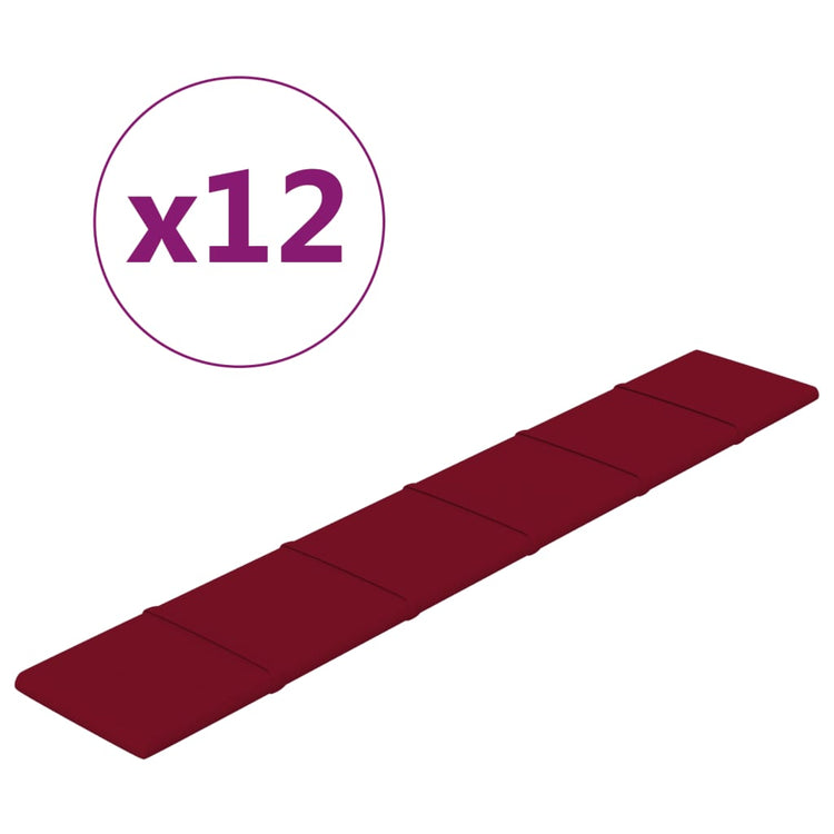 Pannelli Murali 12 pz Rosso Vino 90x15 cm Velluto 1,62 m² cod mxl 25787