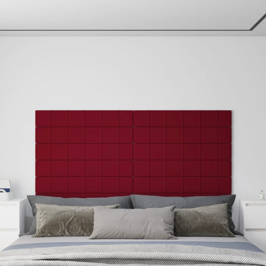 Pannelli Murali 12 pz Rosso Vino 90x15 cm Velluto 1,62 m² cod mxl 25787