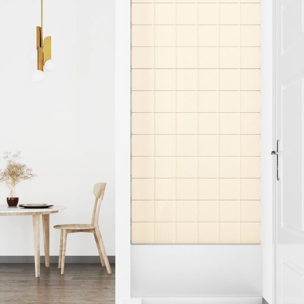 Pannelli Murali 12 pz Crema 90x15 cm Velluto 1,62 m²