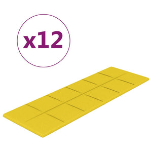 Pannelli Murali 12 pz Giallo chiaro 90x30 cm in Tessuto 3,24 m² 344123