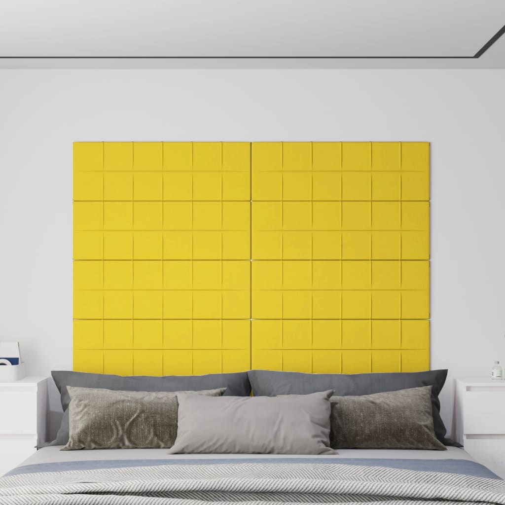 Pannelli Murali 12 pz Giallo chiaro 90x30 cm in Tessuto 3,24 m² 344123