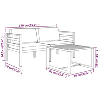 Set Divani da Giardino 3 pz con Cuscini in Alluminio Antracite cod mxl 42136