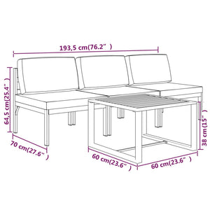 Set Divani da Giardino 4 pz con Cuscini in Alluminio Antracite 3107784