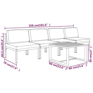 Set Divani da Giardino 5 pz con Cuscini in Alluminio Antracite cod mxl 67080