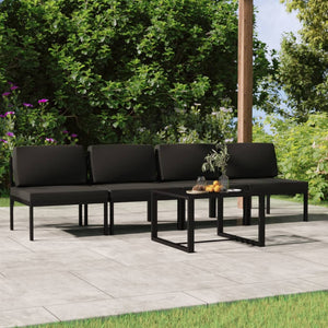 Set Divani da Giardino 5 pz con Cuscini in Alluminio Antracite 3107786