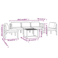 Set Divani da Giardino 6 pz con Cuscini in Alluminio Antracite 3107791