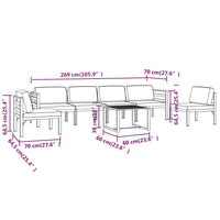 Set Divani da Giardino 7 pz con Cuscini in Alluminio Antracite cod mxl 78738