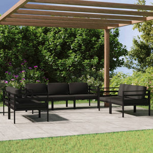 Set Divani da Giardino 7 pz con Cuscini in Alluminio Antracite 3107796