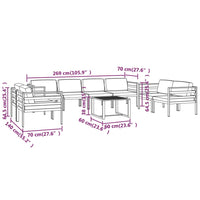 Set Divani da Giardino 9 pz con Cuscini in Alluminio Antracite 3107799