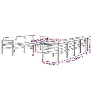 Set Divani da Giardino 9 pz con Cuscini in Alluminio Antracite cod mxl 40799