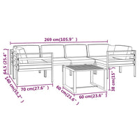 Set Divani da Giardino 7 pz con Cuscini in Alluminio Antracite cod mxl 40804