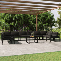 Set Divani da Giardino 11 pz con Cuscini in Alluminio Antracite cod mxl 35671