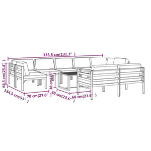 Set Divani da Giardino 10 pz con Cuscini in Alluminio Antracite cod mxl 35805