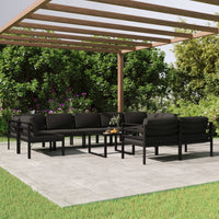 Set Divani da Giardino 10 pz con Cuscini in Alluminio Antracite cod mxl 35805