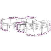 Set Divani da Giardino 8 pz con Cuscini in Alluminio Antracite cod mxl 41615