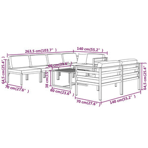 Set Divani da Giardino 8 pz con Cuscini in Alluminio Antracite cod mxl 41615