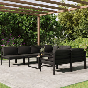 Set Divani da Giardino 8 pz con Cuscini in Alluminio Antracite 3107820