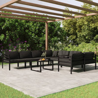 Set Divani da Giardino 9 pz con Cuscini in Alluminio Antracite cod mxl 40797