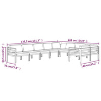 Set Divani da Giardino 9 pz con Cuscini in Alluminio Antracite cod mxl 35807