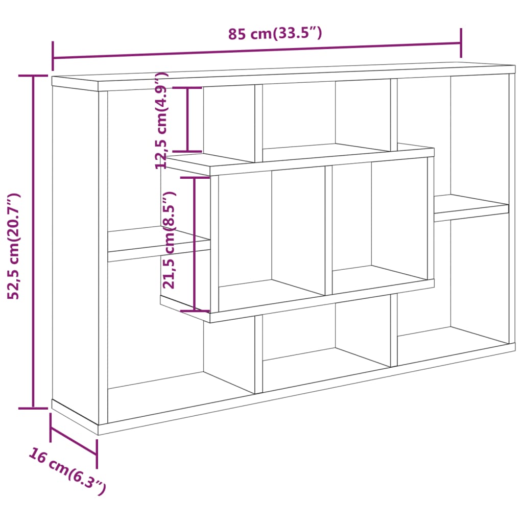 Scaffale a Parete Bianco 85x16x52,5 cm in Legno Multistrato 801418