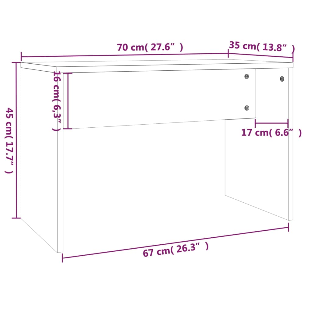 Tavolo Toeletta e Sgabello Bianco 70x35x45 cm Legno Multistrato cod mxl 46052