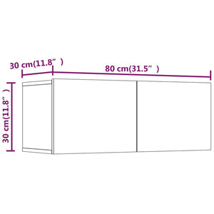 Mobili Porta TV Bianchi 2 pz 80x30x30 cm in Legno Multistrato cod mxl 15465