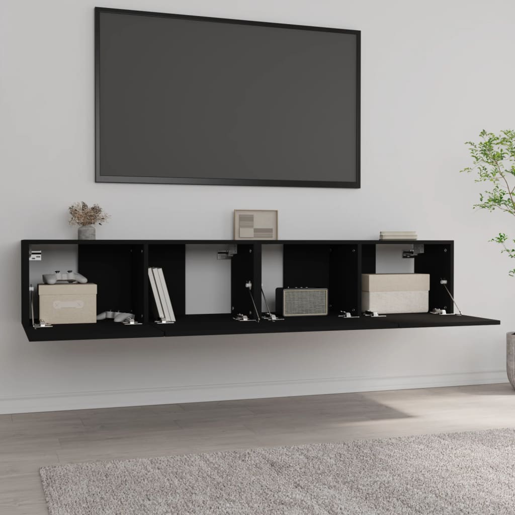 Mobili Porta TV 2 pz Neri 80x30x30 cm in Legno Multistrato cod mxl 13265