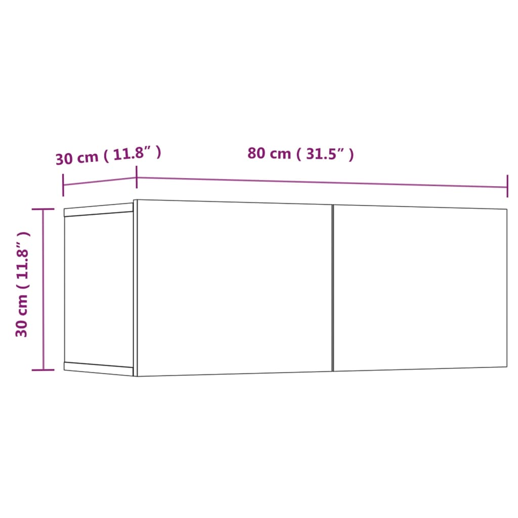 Mobili Porta TV 2 pz Neri 80x30x30 cm in Legno Multistrato cod mxl 13265