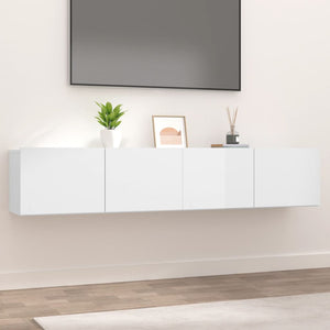 Mobili Porta TV 2pz Bianco Lucido 80x30x30 cm Legno Multistrato cod mxl 33939