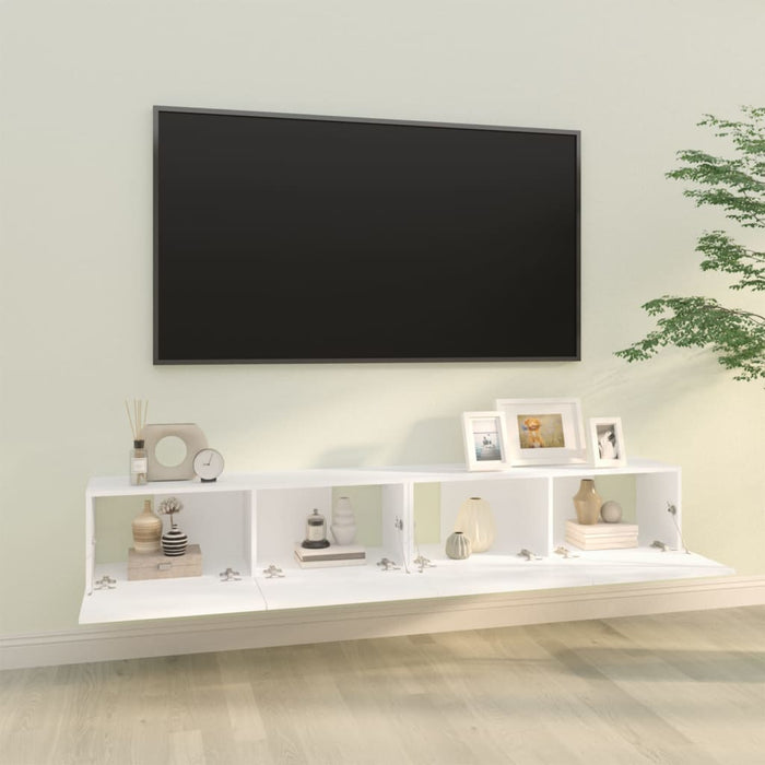 Mobili TV da Parete 2 pz Bianchi 100x30x30 cm Legno Multistrato cod mxl 63203