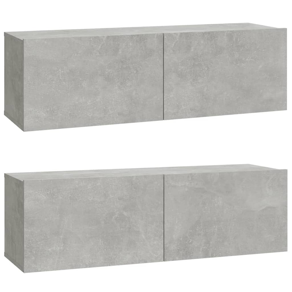 Mobili TV da Parete 2 pz Grigio Cemento 100x30x30 cm in Legno 804548