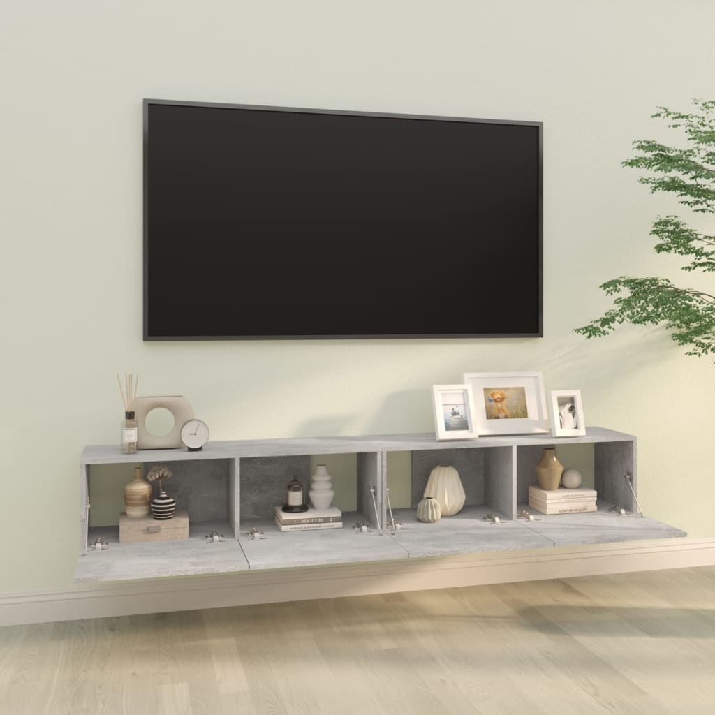 Mobili TV da Parete 2 pz Grigio Cemento 100x30x30 cm in Legno 804548