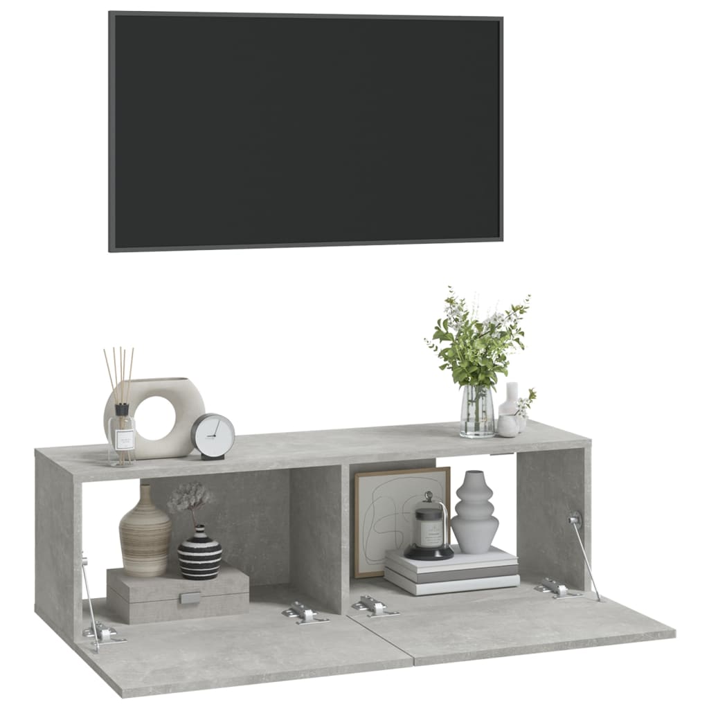 Mobili TV da Parete 2 pz Grigio Cemento 100x30x30 cm in Legno 804548