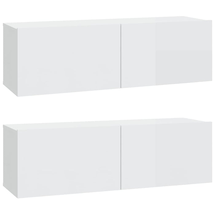 Mobili TV da Parete 2 pz Bianco Lucido 100x30x30 cm in Legno cod mxl 66217