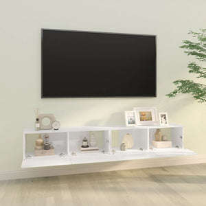 Mobili TV da Parete 2 pz Bianco Lucido 100x30x30 cm in Legno cod mxl 66217