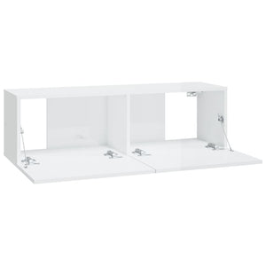 Mobili TV da Parete 2 pz Bianco Lucido 100x30x30 cm in Legno cod mxl 66217