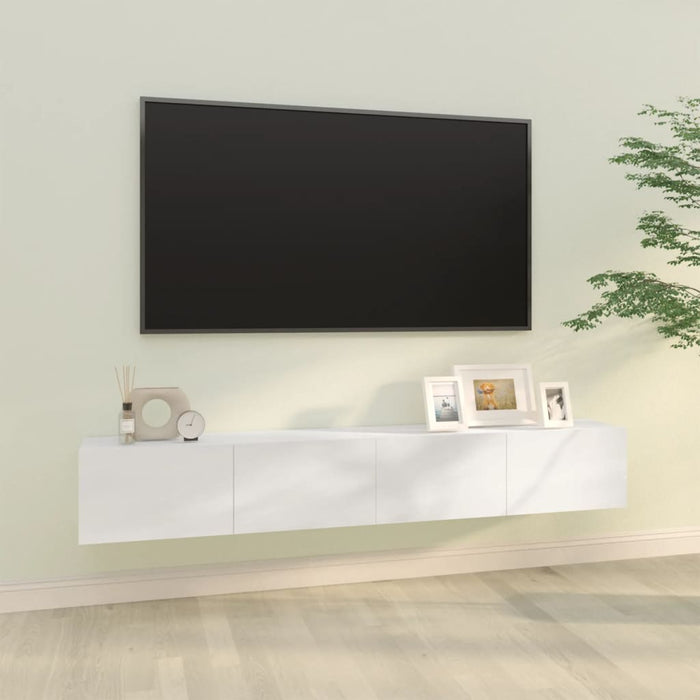 Mobili TV da Parete 2 pz Bianco Lucido 100x30x30 cm in Legno cod mxl 66217